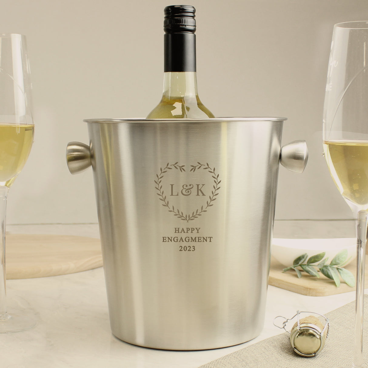 Personalised Botanical Stainless Steel Ice Bucket Default Title - Barware at Gift Moments