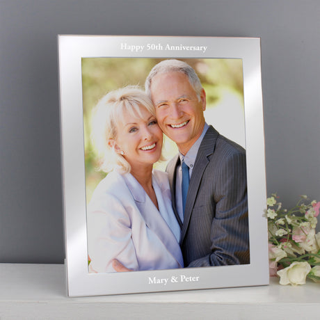 Personalised Any Message 10x8 Silver Photo Frame - Photo Frames at Gift Moments