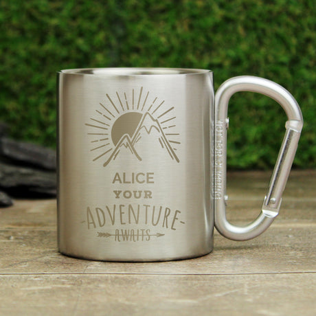 Personalised Adventure Awaits Stainless Steel Mug - Outdoor Mugs at Gift Moments