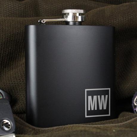 Personalised Initials Black Hip Flask - Hip Flasks at Gift Moments