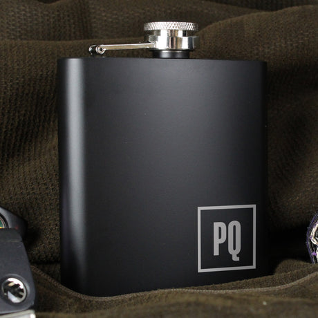 Personalised Initials Black Hip Flask - Hip Flasks at Gift Moments