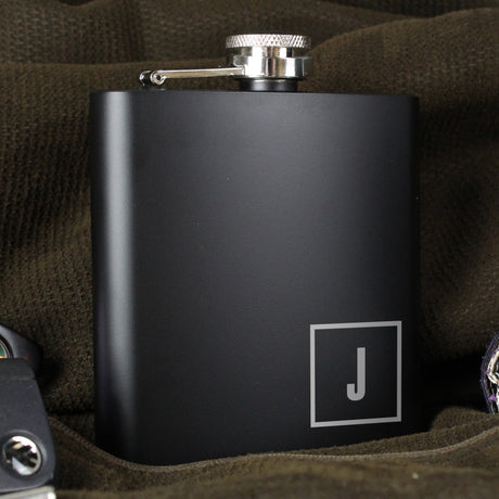 Personalised Initials Black Hip Flask - Hip Flasks at Gift Moments