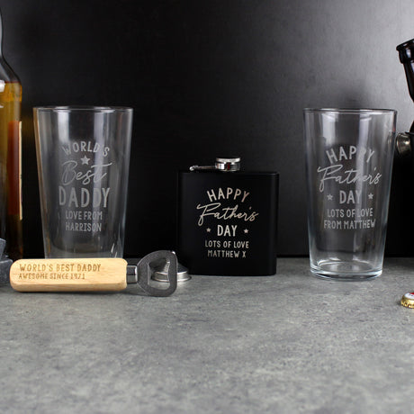 Personalised Father's Day Black Hip Flask - Hip Flasks at Gift Moments