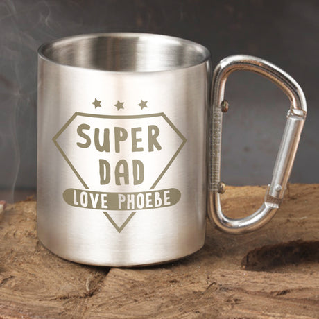 Personalised Super Dad Stainless Steel Mug - Outdoor Mugs at Gift Moments