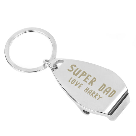 Personalised Super Dad Bottle Opener Keyring - Keyrings at Gift Moments