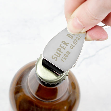 Personalised Super Dad Bottle Opener Keyring - Keyrings at Gift Moments