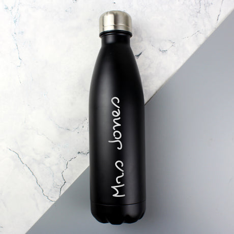 Personalised Name Only Black Metal Insulated Drinks Bottle Default Title - Water Bottles at Gift Moments