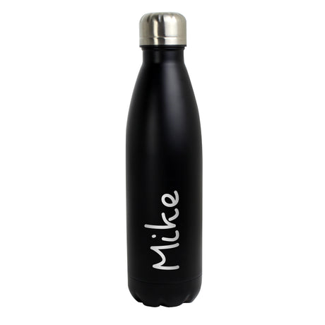 Personalised Name Only Black Metal Insulated Drinks Bottle - Water Bottles at Gift Moments