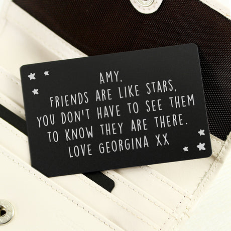 Personalised Star Black Wallet Card - Keepsakes at Gift Moments