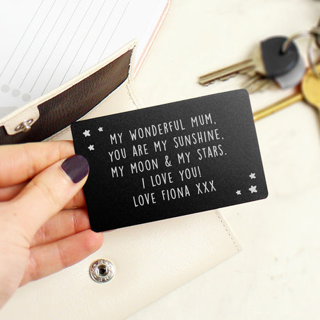 Personalised Star Black Wallet Card - Keepsakes at Gift Moments