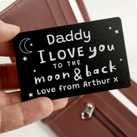 Personalised To The Moon & Back Black Wallet Card Default Title - Keepsakes at Gift Moments