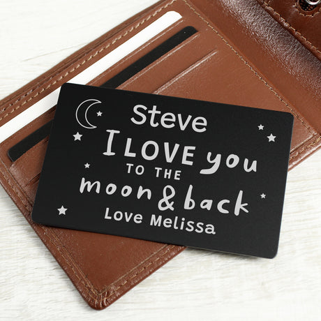 Personalised To The Moon & Back Black Wallet Card - Keepsakes at Gift Moments