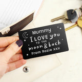 Personalised To The Moon & Back Black Wallet Card - Keepsakes at Gift Moments