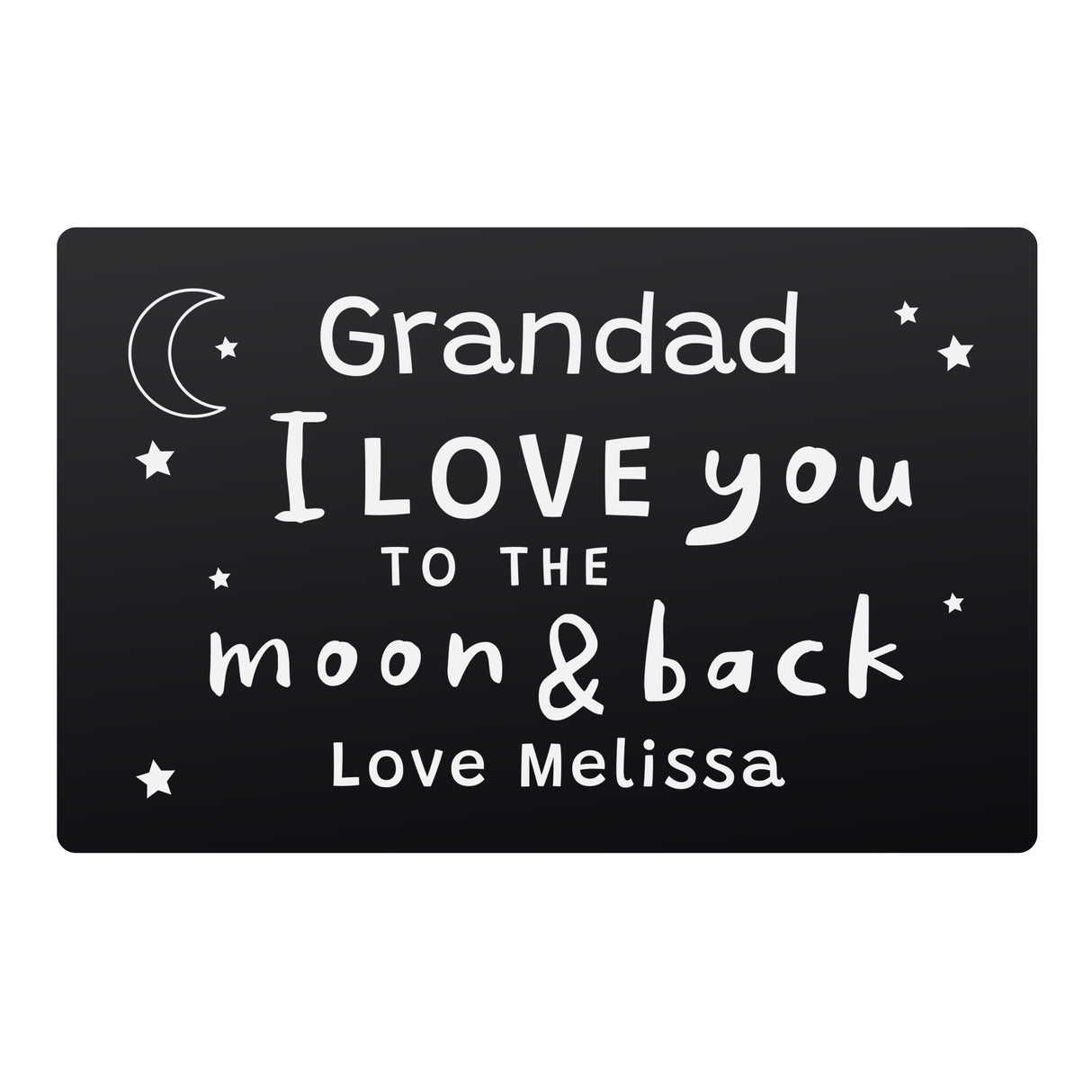 Personalised To The Moon & Back Black Wallet Card - Keepsakes at Gift Moments