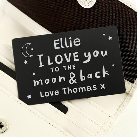 Personalised To The Moon & Back Black Wallet Card - Keepsakes at Gift Moments