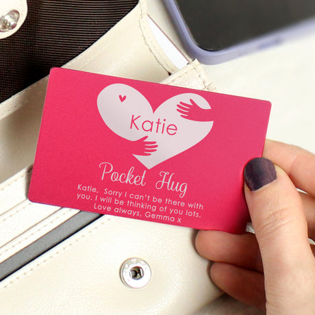 Personalised Pocket Hug Cerise Wallet Card - Keepsakes at Gift Moments