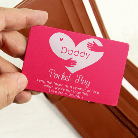 Personalised Pocket Hug Cerise Wallet Card - Keepsakes at Gift Moments