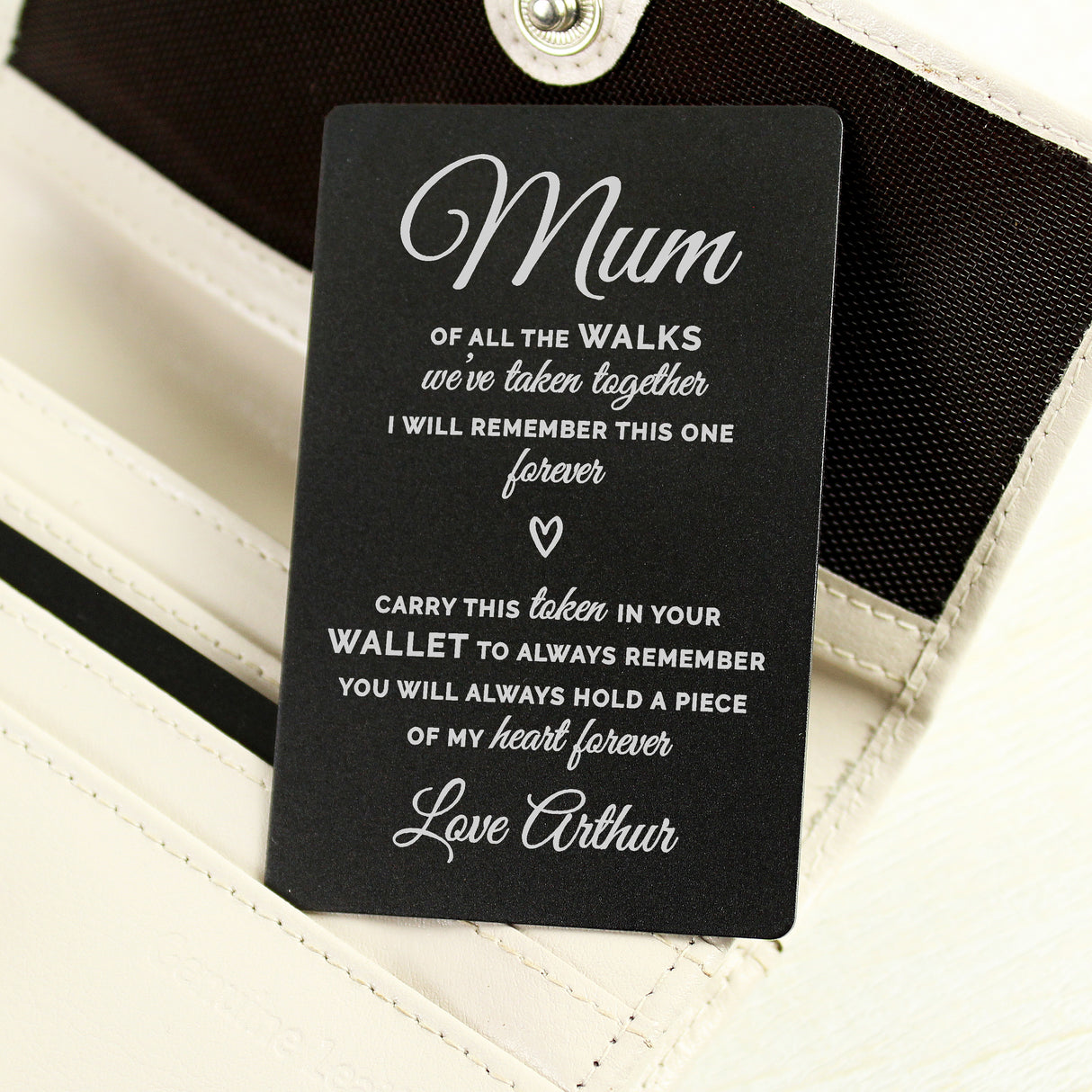 Personalised Of All The Walks Black Wallet Card - Keepsakes at Gift Moments