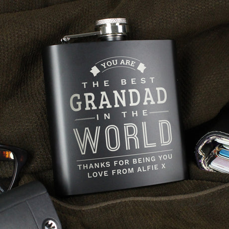 Personalised Best in The World Black Hip Flask - Hip Flasks at Gift Moments