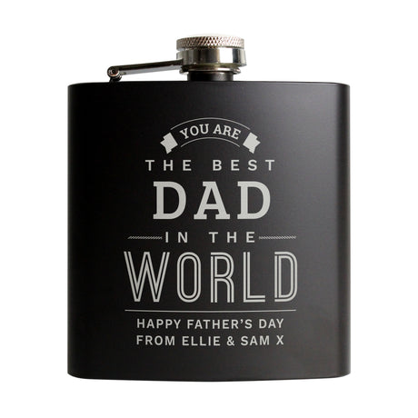 Personalised Best in The World Black Hip Flask - Hip Flasks at Gift Moments