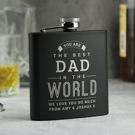 Personalised Best in The World Black Hip Flask - Hip Flasks at Gift Moments