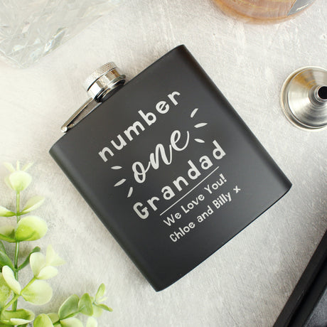 Personalised Number One Black Hip Flask - Hip Flasks at Gift Moments