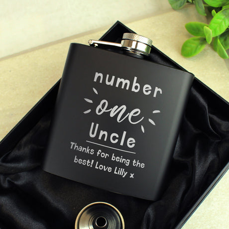 Personalised Number One Black Hip Flask - Hip Flasks at Gift Moments