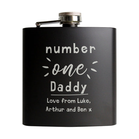 Personalised Number One Black Hip Flask - Hip Flasks at Gift Moments