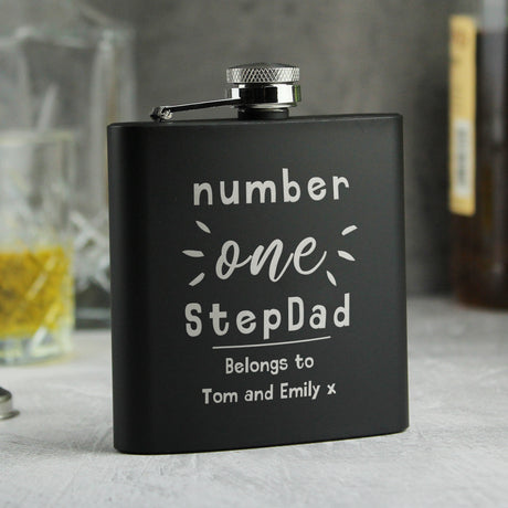 Personalised Number One Black Hip Flask - Hip Flasks at Gift Moments