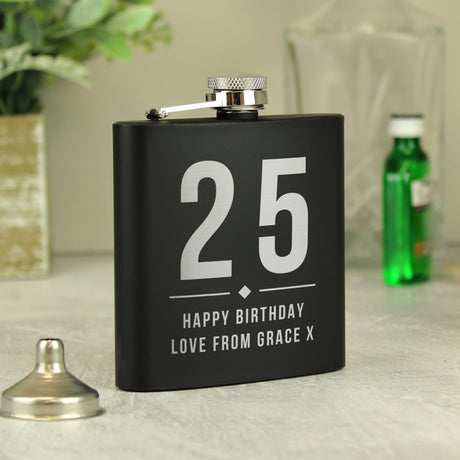 Personalised Big Numbers Black Hip Flask - Hip Flasks at Gift Moments