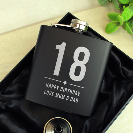 Personalised Big Numbers Black Hip Flask - Hip Flasks at Gift Moments