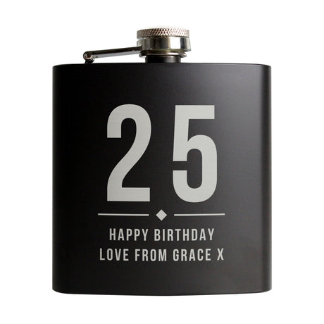 Personalised Big Numbers Black Hip Flask - Hip Flasks at Gift Moments