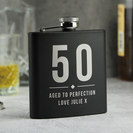 Personalised Big Numbers Black Hip Flask - Hip Flasks at Gift Moments