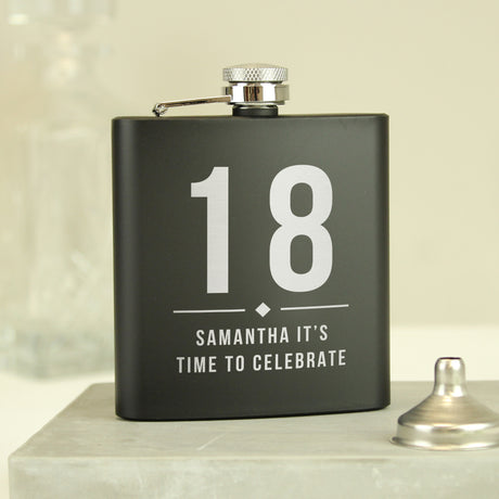 Personalised Big Numbers Black Hip Flask - Hip Flasks at Gift Moments