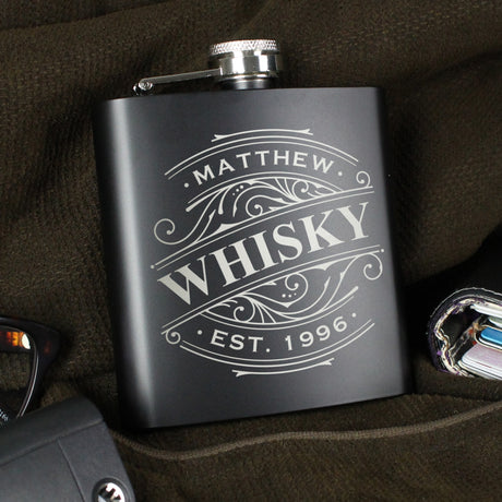 Personalised Spirit Black Hip Flask - Hip Flasks at Gift Moments