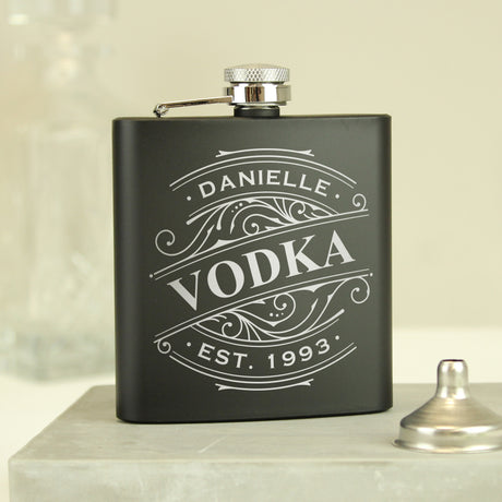 Personalised Spirit Black Hip Flask - Hip Flasks at Gift Moments