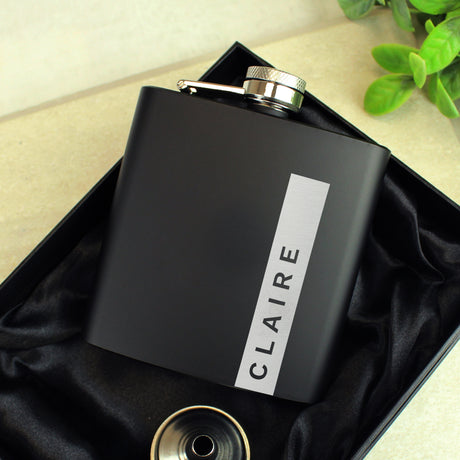 Personalised Name Only Black Hip Flask - Hip Flasks at Gift Moments