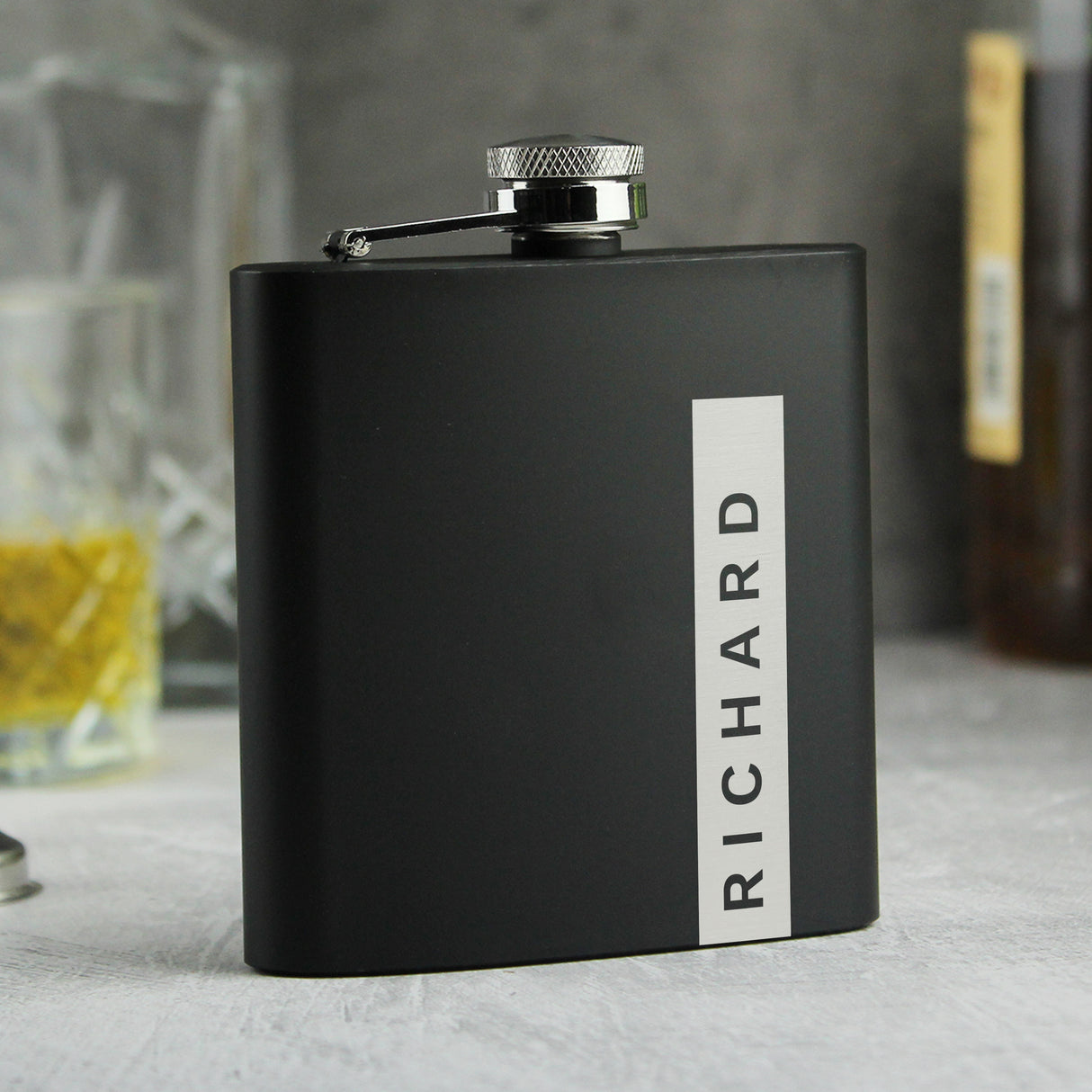 Personalised Name Only Black Hip Flask - Hip Flasks at Gift Moments