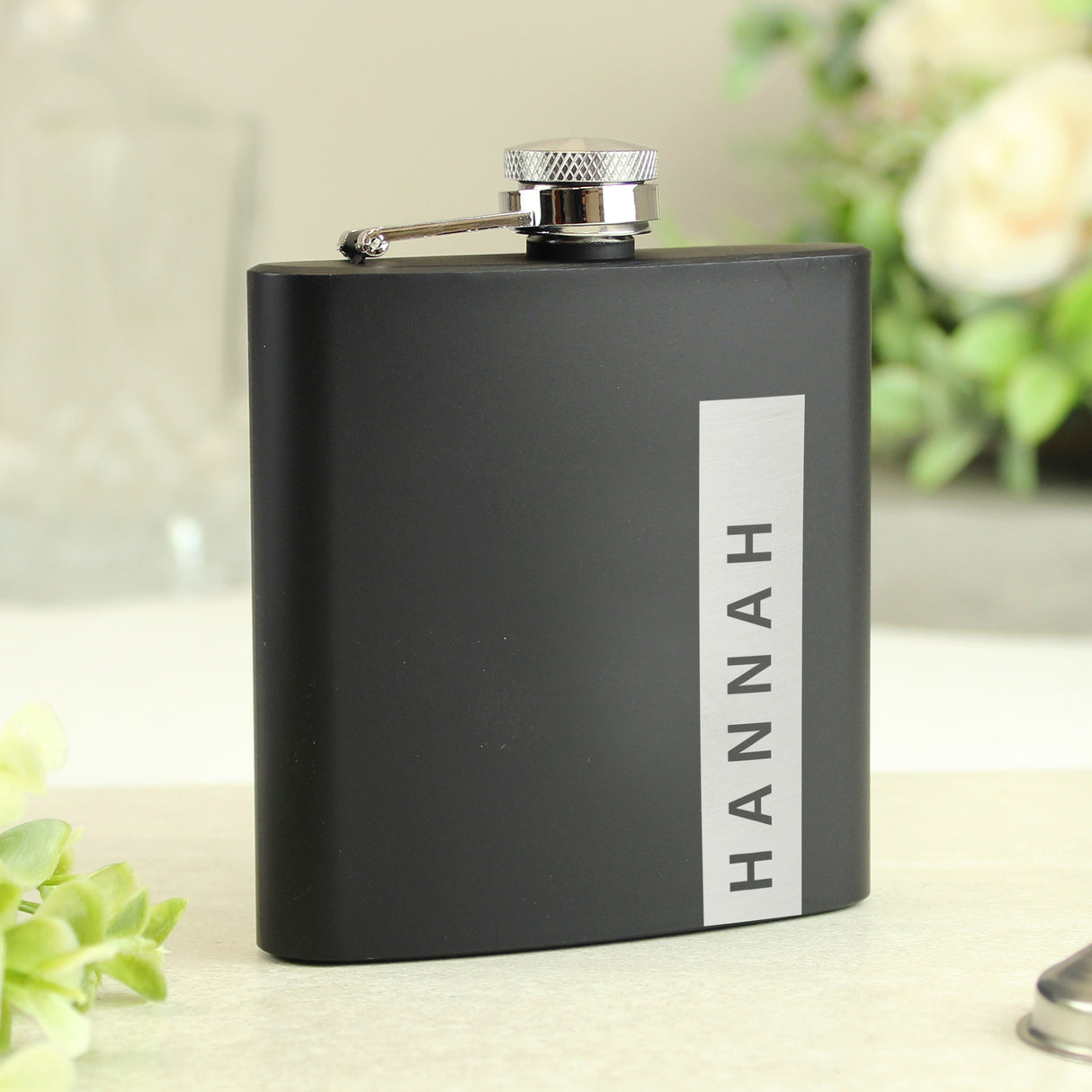 Personalised Name Only Black Hip Flask - Hip Flasks at Gift Moments