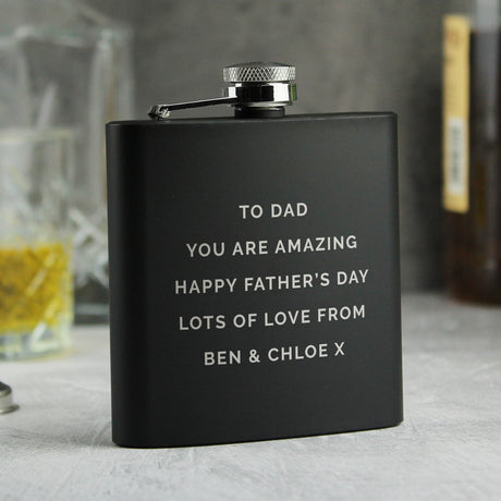 Personalised Free Text Black Hip Flask - Hip Flasks at Gift Moments