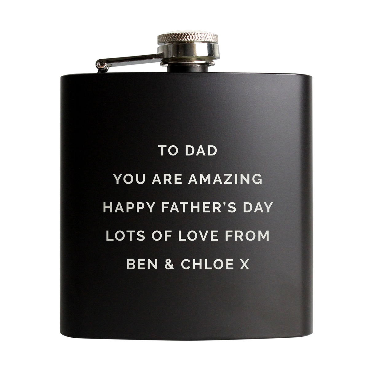 Personalised Free Text Black Hip Flask - Hip Flasks at Gift Moments