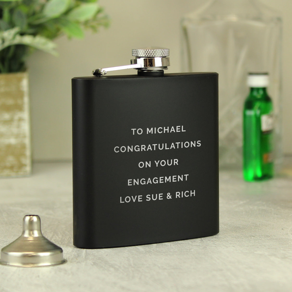 Personalised Free Text Black Hip Flask - Hip Flasks at Gift Moments