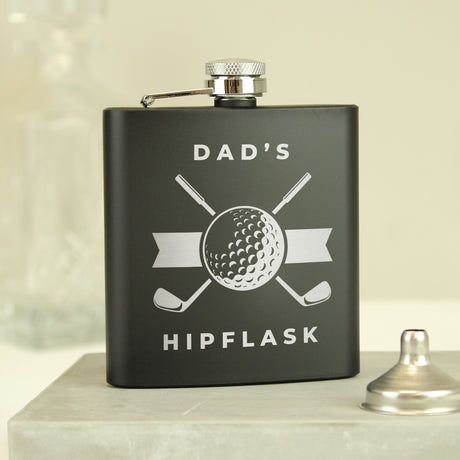 Personalised Golf Black Hip Flask - Hip Flasks at Gift Moments