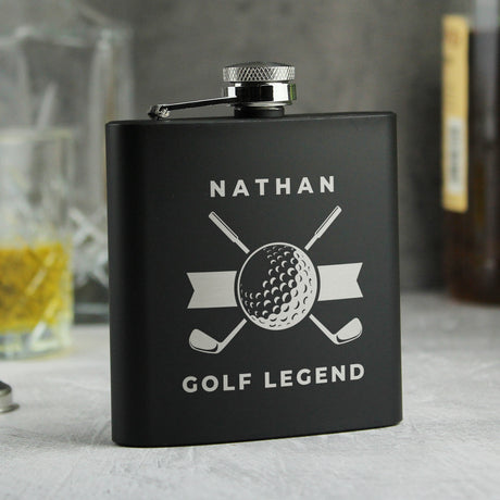 Personalised Golf Black Hip Flask - Hip Flasks at Gift Moments