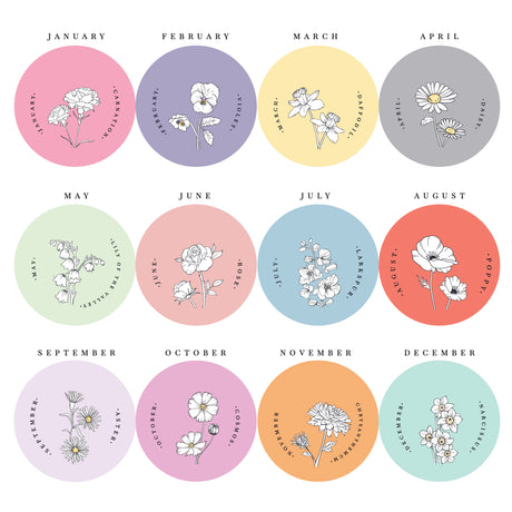 Personalised Birth Flower Round Compact Mirror - Compact Mirrors at Gift Moments