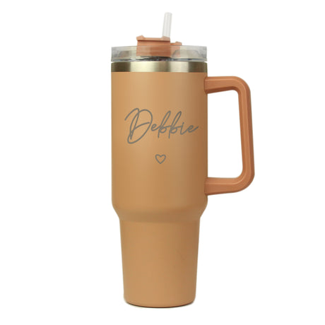 Personalised Heart 40oz Brown Travel Cup - Travel Mugs at Gift Moments