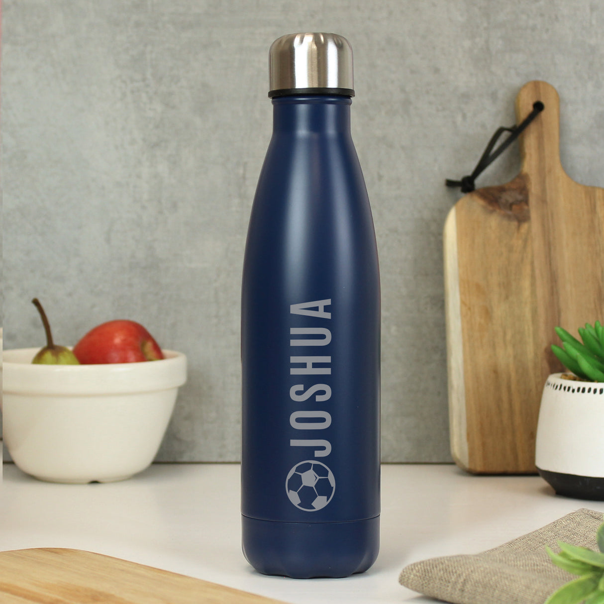 Personalised Football Navy Metal Insulated Drinks Bottle Default Title - Water Bottles at Gift Moments