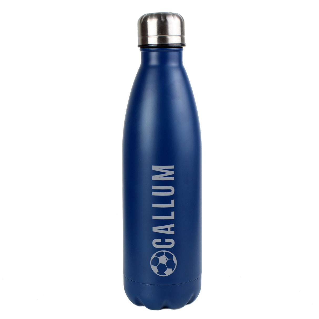 Personalised Football Navy Metal Insulated Drinks Bottle - Water Bottles at Gift Moments