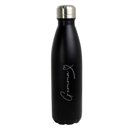 Personalised Heart Black Metal Insulated Drinks Bottle - Water Bottles at Gift Moments