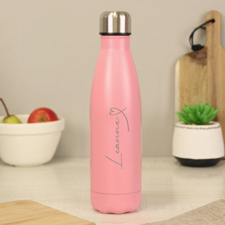 Personalised Heart Pink Metal Insulated Drinks Bottle Default Title - Water Bottles at Gift Moments